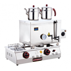 Silverinox 3 Demlikli Çay Kazanı, Çift Taban, Ekonomik, Elektrikli+LPG'li, 60'lık - 1