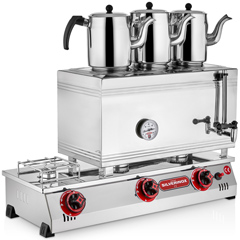 Silverinox 3 Demlikli Çay Kazanı, Çift Taban, Kaynaklı, Doğalgazlı, 60'lık - Silverinox