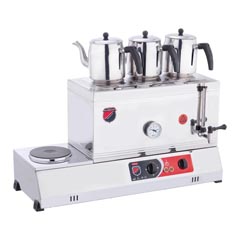 Silverinox 3 Demlikli Çay Kazanı, Çift Taban, Kaynaklı, Elektrikli, 60'lık - Silverinox