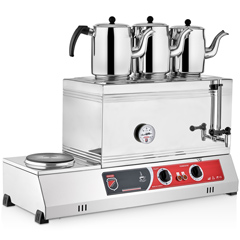 Silverinox 3 Demlikli Çay Kazanı, Çift Taban, Ekonomik, Elektrikli, 60'lık - Silverinox