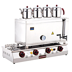 Silverinox 4 Demlikli Çay Kazanı, Çift Taban, Kaynaklı, Doğalgazlı, 85'lik - Silverinox