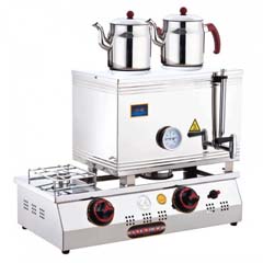 Silverinox İki Demlikli Çay Kazanı, Çift Taban, Ekonomik, Doğalgazlı, 40'lık - 1