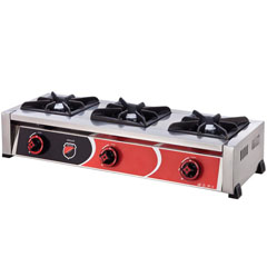 Silverinox Natural Gas Cooktop, Triple Burner - Silverinox