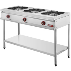 Silverinox Taban Raflı Midi Ocak, 3 Gözlü, Doğalgazlı - Silverinox