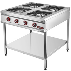 Silverinox Taban Raflı Midi Ocak, 4 Gözlü, Doğalgazlı - Silverinox