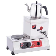 Silverinox Tek Demlikli Çay Kazanı, Çift Taban, Kaynaklı, Elektrikli, 15'lik - Silverinox