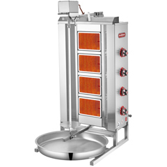 Silverinox 4-Radiant Doner Kebab Grill, Top-Mounted Motor, Natural Gas-Powered - Silverinox