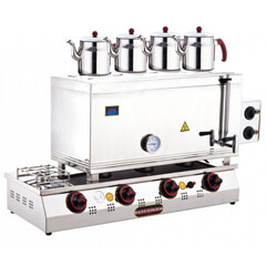 Silverinox 4 Teapot Tea Boiler, Double Base, Welded, LPG, 85 - Silverinox