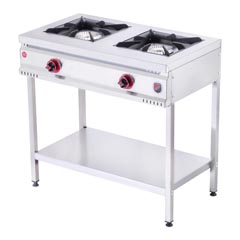 Silverinox Base Shelved Midi Stove, 2 Burners, LPG - Silverinox