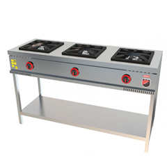 Silverinox Base Shelved Midi Stove, 3 Burners, LPG - Silverinox