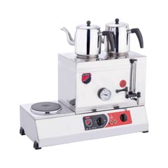 Silverinox 2 Demlikli Çay Kazanı, Çift Taban, Kaynaklı, Elektrikli, 40'lık - Silverinox