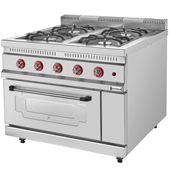 Silverinox Gas Range, 80x80x95 cm, 4-Burner Stove, KZN 100 - Silverinox