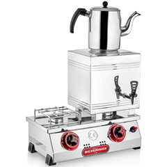 Silverinox Single Teapot Tea Boiler, Double Base, Welded, Natural Gas, 15 L - Silverinox