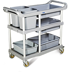 Single Shelf Garbage Collection Service Cart, 104x46x91 cm - Biradlı
