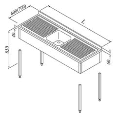 Sink Table, 1G/2D, 3-Door, Demountable, 120x60 cm - Öztiryakiler