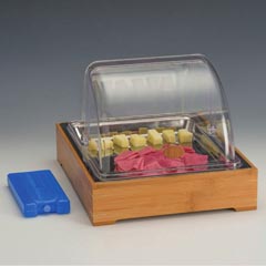 Zicco Soğutuculu Teşhir Standı, Ahşap Altlı, Polikarbon Roll Top Kapaklı, 30x36x25 cm - Zicco