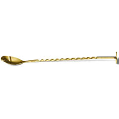 Spiral Handle Bar Spoon, Gold, 27 cm - Biradlı