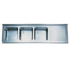 Tablalı Evye, Üç Gözlü, Sağ Damlalıklı, 190x60 cm - Öztiryakiler