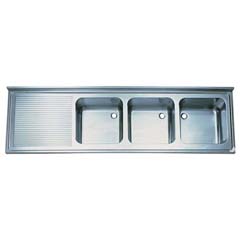 Tablalı Evye, Üç Gözlü, Sol Damlalıklı, 190x60 cm - Öztiryakiler