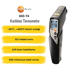 Testo 830-T4 Çift Lazerli Kızılötesi Termometre, 400C, 30:1 Hedef Oranı - 3