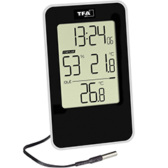 TFA 30.5048.01 Digital Temperature and Humidity Indicator, with Wired Outdoor Temperature Sensor - 1