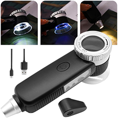TH-8019 30X Ayarlanabilir Çoklu Işıklı USB Şarjlı El Büyüteci - 1