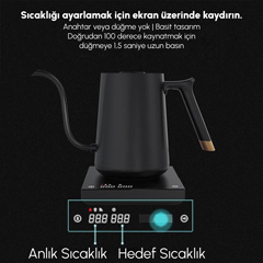 Timemore Fish Pour Over Isı Ayarlı Kettle, Elektrikli, 600 ml, Siyah - 8