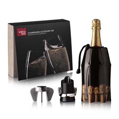 Vacu Vin Şampanya Aksesuar Seti, Şampanya Açacağı, Soğutucu, Servis ve Stopper - Thumbnail