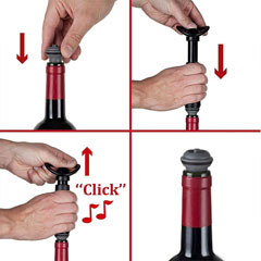 Vacu Vin Wine Vacuum Set, Black, 1 Pump and 1 Stopper - 2
