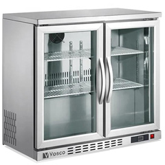 Vosco 2 Door Back Bar Bottle Cooler, 90x50.5x85 cm, Grey - Vosco