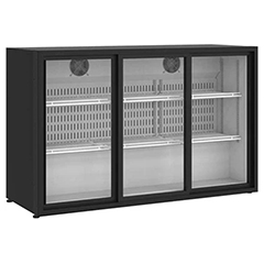 Vosco 3 Kapılı Bar Arkası Şişe Soğutucu, Sürgü Kapılı, 135x50x85 cm, Siyah - Vosco
