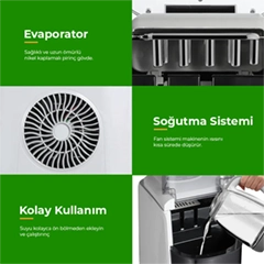 Vosco Buz Makinesi 12 kg/gün Kapasiteli, Set Üstü, Gri - 8