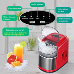 Vosco Buz Makinesi 12 Kg Set Üstü, Kırmızı - 4