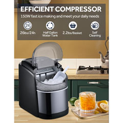 Vosco Buz Makinesi 12 Kg Set Üstü, Siyah - 2