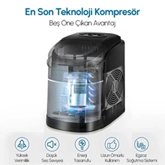 Vosco Buz Makinesi 12 Kg Set Üstü, Siyah - 4