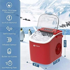 Vosco Ekonomik Set Üstü Buz Makinesi, 12 kg, Kırmızı - 4