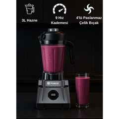 Vosco VHS 602CG Dijital Bar Blender Pro, 3 lt, 1600 W, Gri - 2