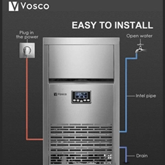 Vosco VSC-45/S Küp Buz Makinesi, 45 kg/gün kapasiteli, 15 kg Saklama Hazneli - 4