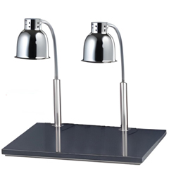 Warmer Marble Base Hot Holding Lamp, Chrome, Adjustable Arm, Double - Warmer