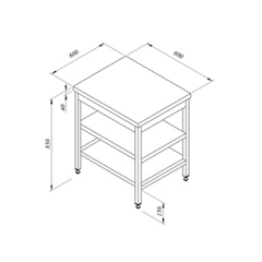 Work Table with Intermediate Shelves Backless 60x60 cm - Öztiryakiler