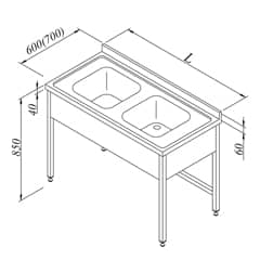 Work Table with Sink, 2G, 3 Curtains, 140x60 cm - Öztiryakiler