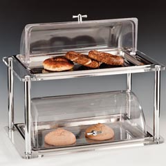 Zicco 2-Tier Acrylic Display Stand, with Steel Tray, Polycarbonate Rolltop Lid, 32x52x46 cm - Zicco