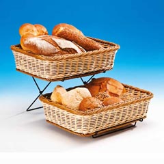 Zicco 2-Tier Bread Basket, Wire, Stand, Wicker 27x36x9 cm - Zicco