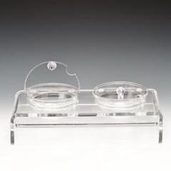 Zicco Acrylic Display Stand, Set of 2, with Glass Bowl, with Lid, 39x19 cm - Zicco