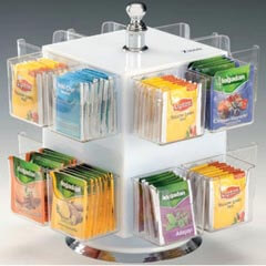 Zicco Acrylic Pouch Tea Stand, Polycarbonate Compartments, 16 Compartment, Rotating, 26 cm - Zicco