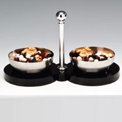 Zicco Acrylic Stand Snack Bowl, Set of 2, Steel - Zicco
