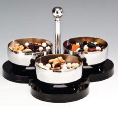 Zicco Acrylic Stand Snack Bowl, Set of 3, Steel - Zicco