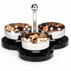 Zicco Acrylic Stand Snack Bowl, Set of 3, Steel - Zicco 