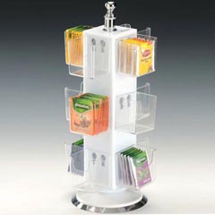 Zicco Acrylic Tea Bag Stand, Polycarbonate Eye, Set of 12, Rotating, 36 cm, White - Zicco