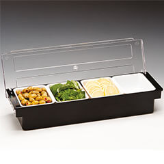 Zicco Bar Container, with Polycarbonate Lid, Set of 4, 50x16x9.5 cm, Black - Zicco